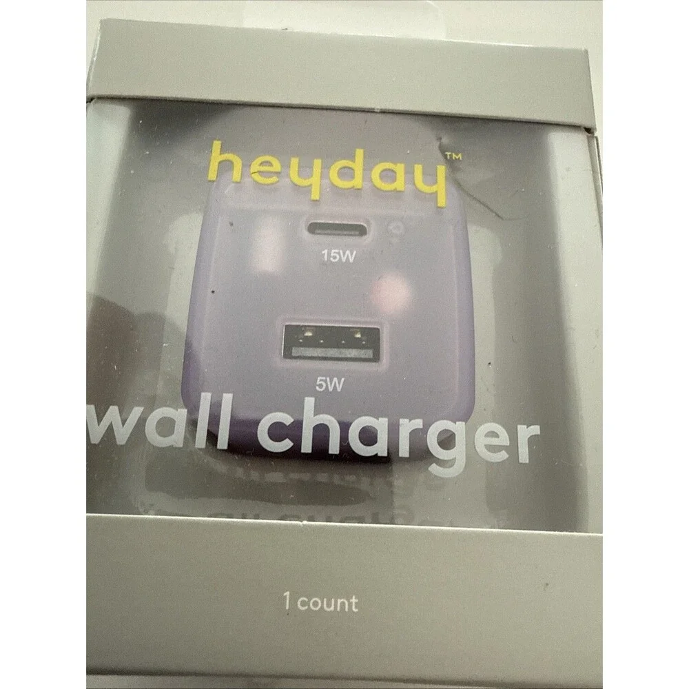 heyday 2-Port / 15W 5W Wall Charger Lavender USB-C USB-A Cell Phone Accessories